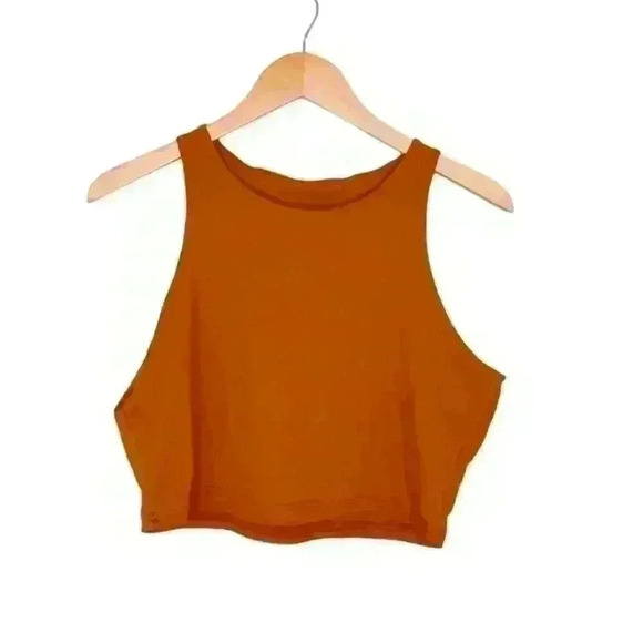 Spandex Blend Sleevelss Crop Tank Top Caramel Brown - Picture 1 of 9